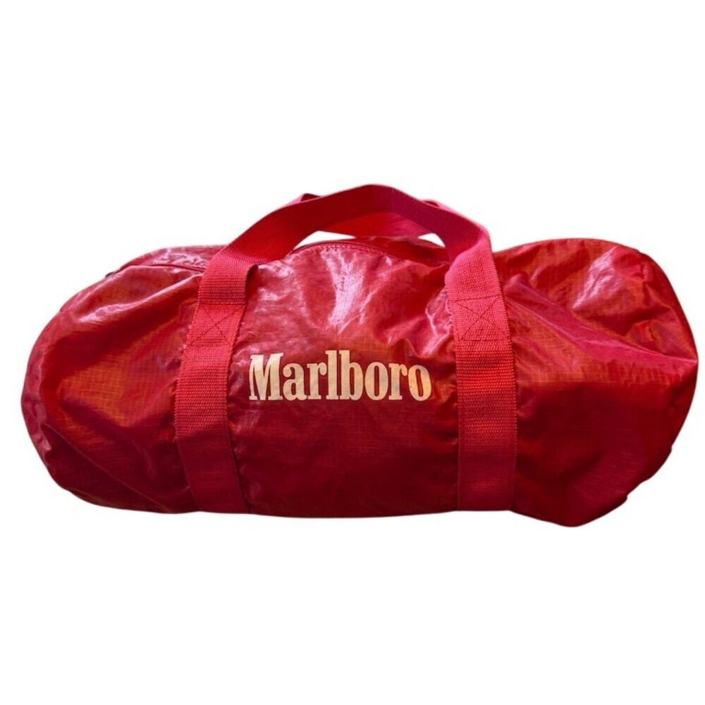 Marlboro Vintage Duffle Bag Red Nylon Unisex One Size